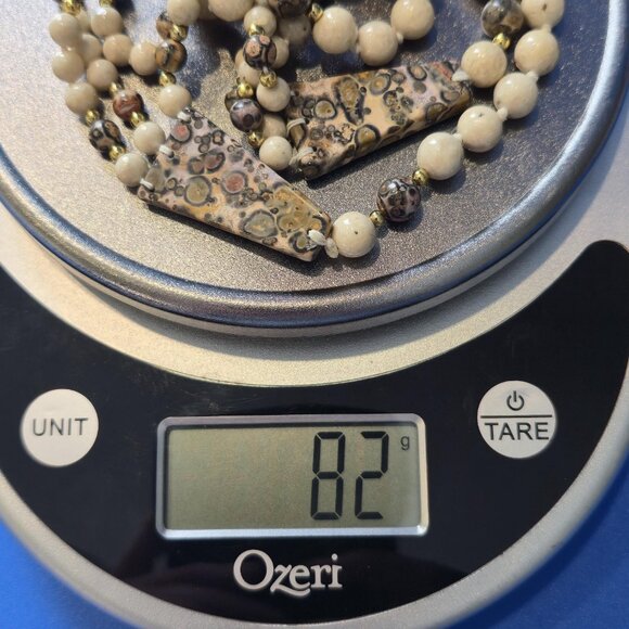 Leopard Skin Jasper Stone Multi-Strand Bib 16 Inch Slip On Necklace B1040 - Picture 8 of 8